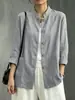 Chaqueta de algodón y lino con cuello mao estilo chino nuevo transfronteriza para mujer, cárdigan holgado para primavera y otoño, camisa casual de manga larga en estilo chino tradicional, venta al por mayor para exportación