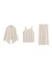 Conjunto de tres piezas para mujer de talla grande: cárdigan de punto y vestido tipo camisola 2026 otoño conjunto holgado y fluido para mujeres de talla grande 25206