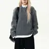 Suéter Masculino e Feminino Design Retrô Americano Tricô de Tranças Par Casal Preguiçoso Senso de Alto Padrão Gola Henley Pulôver Solto Tricô