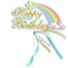 Fita para Decoração de Bolo Estrela Nuvem Arco-Íris Plug-In Decoração de Mesa de Sobremesa para Festa de Aniversário Infantil