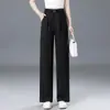 Pantalones anchos de pierna recta, finos, de cintura alta, con textura, estilo coreano, hechos a medida para mujer, nueva colección otoño 2026, con un diseño fluido, corte recto, holgado y adelgazante