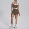 Nuevo conjunto de seis piezas de nylon de colorblock transfronterizo, doble cara, sin costuras, ajustado, para yoga, deportes, correr y fitness