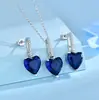 Accesorios Collar Colgante Corazón de Piedra Preciosa Colorida Set de Pendientes para Mujer Cadena de Clavícula Simple de Gama Alta Moda al por Mayor Ol