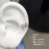Pendiente de oreja con microincrustaciones de acero de titanio 316L, chapado en oro y cobre, con lazo rosa, diseño exclusivo, joyería de amor para la oreja.
