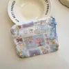 Bolsa Cosmética Linda Azul Caricatura Mini Billetera Algodón Puro Bolsa Pequeña de Tela Auriculares Lápiz Labial Bolsa de Almacenamiento Portátil