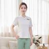 Traje blanco de manga corta con cuello en V para SPA, salón de salud, pedicurista, ropa de trabajo de verano para esteticista de salón de belleza para mujer