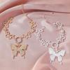 Kayi Nuevo Estilo Europeo y Americano Pequeño Fresco Simple Brillante Mariposa Completa de Diamante Hueco Cadena de Pie para Mujer Decoración de Pie de Alta Gama
