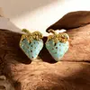Pendientes de Fresa y Cereza Japoneses y Coreanos Más Vendidos para Mujer, Pendientes de Acero de Titanio Rosa de Moda y Elegantes, Joyería de Acero Inoxidable Estilo Ins