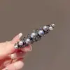 Pinza de Pelo Horizontal de Perla Estilo Francés Vintage Clip de Resorte para Medio Peinado Hueco con Pedrería Pinza para el Cabello Pinza para el Cabello de Gama Alta Tocado