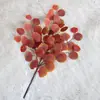 Hojas verdes artificiales de planta tres ramas Hojas de manzano hojas de eucalipto comercio exterior flor de seda Mori con arreglo floral lugar decoración suave flor