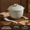 Pote de Cerâmica com Duas Alças para Banha Doméstica com Tampa e Colher, Pote de Armazenamento de Cerâmica Resistente a Altas Temperaturas de Grande Capacidade, Pote Picante para Óleo de Pimenta