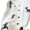En Stock Algodón y Lino de Gama Alta Bordado Pesado Estilo Coreano Cuello en V Chaleco Prendas de Abrigo sin Mangas Verano Delgado Top