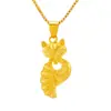 Moderna sandalia dorada estilo coreano, colgante de zorro para mujer, imitación de oro duro 3D, zorro hada, lindo regalo, colgante de joyería de cobre chapado en oro