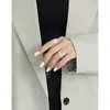 JT466 Estilo Coreano Ins Diseño de Nicho Irregular Estilo Oscuro Lava Personalidad Anillo Hueco de Plata de Ley S925 para Mujer