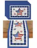 Bandeira de Mesa do Dia da Independência Americana Decoração de Cozinha Toalha de Mesa Americana Linho Estampado Utensílios de Mesa Lugar Americano Toalha de Mesa para Gabinete de TV