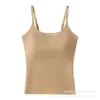 Camisole Sem Costura de Seda de Gelo Peça Única Copo Fixo Costas Finas Bonitas Cor Sólida Respirável Top Base Versátil para Meninas