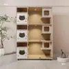 Gabinete para Gatos, Villa para Gatos, Guardería y Cría de Gatos Exhibidor para Tienda de Mascotas, Sala de Parto para Gatos, Criadero de Gatos, Tres Pisos Madera Maciza Leiledezhu