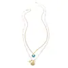 Colar Personalizado Estilo Oceano Transfronteiriço Estrela-do-Mar Pérola Concha Corrente de Clavícula Feminino Design de Nicho Colar de Empilhamento da Moda