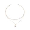 Joyería japonesa y coreana Super hada doble cadena dorada colgante de perlas cadena para suéter gargantilla collar cadena clavicular collar mujer