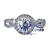Anillo de moda clásico bañado en plata con diamante de 1 quilate para pareja, anillo de boda de lujo, bolsa redonda, propuesta de matrimonio de lujo, explosiones transfronterizas