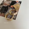 Brincos de Argola de Alta Qualidade Coreanos com Textura Metálica, Brincos com Pino de Prata 925, Tarraxas Estilo Europeu e Americano, Brincos de Argola Tendência