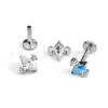 Brincos Pequenos de Dirigível de Titânio F136 com Zircônia 5A Joias para Piercing de Liga de Titânio G23 Unhas de Osso da Orelha Unhas Cocleares Unhas do Nariz Unhas do Lábio