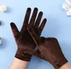 Guantes de Etiqueta de Terciopelo Dorado para Mujer Otoño e Invierno Tejidos Cálidos para Adultos de Cinco Dedos Cálidos Venta al por Mayor Guantes de Joyería