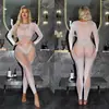 Lencería sexy de seda negra comercio exterior transfronterizo europeo y americano body sexy ajustado de malla hueca de manga larga adelgazante G171