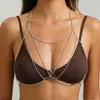 Estilo Europeo y Americano Sexy Cadena de Pecho de Corazón con Borlas de Múltiples Capas Cadena Corporal Set de Pedrería para Discoteca Cadena de Pecho de Pedrería para Playa para Mujeres Transfronterizo