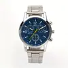 Comercio exterior moda simple casual reloj de cuarzo reloj de esfera de tres ojos reloj de correa de acero para hombre fabricantes al por mayor