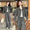 Conjunto de trabalho casual da moda para mulheres, novo estilo primavera e outono, top justo de manga comprida com calça curta de trabalho, conjunto moderno de três peças