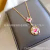 Casa del Burro Versión Alta Pulsera de Ágata Roja de Cinco Flores Cuatro Flores para Mujer Collar de Flor Antigua Chapado en Oro Rosa de 18k Lujo Ligero