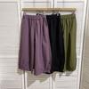 Estilo Japonês Estilo Literário Calça Bloomers Roxo Avermelhado Feminina Solta Versátil Ajustada Calças Apertadas Calças de Pernas Largas Calças Cropped