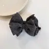 Pinza de plátano de lazo a cuadros retro estilo coreano, pinza para el pelo versátil y elegante para recogidos, pinza vertical con un toque de alta gama