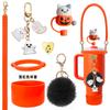 Cubierta de Silicona para Vaso Stanley de Halloween Transfronteriza con Cuerda de Bolso de Corazón y Colgante de Calabaza Fantasma Set Combinado