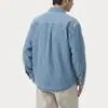 Camisa listrada workwear retrô americana 2026, peça externa masculina estilo old money, camisa casual de manga longa solta e versátil, algodão