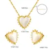 Pendientes y Collar con Piedra Ojo de Gato Ovalada Minimalista de Tendencia Europea y Americana Acero Inoxidable Juego de Joyería de Alta Gama Venta al por Mayor