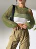 Tops Cortos para Mujer, Cardigan de Punto Hueco Sexy que Muestra la Cintura, Ropa Exterior Casual y Elegante