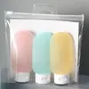 Frasco Cosmético de Tubo Macio 60ml Conjunto de Frascos de Viagem com Dosador, Frasco de Loção Aveludado, Frasco de Shampoo para Apertar, Frasco com Tampa Flip-Top