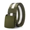 Cinto de lona de cor natural, best-seller transfronteiriço para homens, fivela lisa estilo militar, imitação de cinto de nylon, passa nas verificações de segurança
