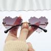 Nuevas gafas de sol metálicas de diamantes de amor para niños sin montura transfronterizas, gafas de sol decorativas personalizadas para viajes de niños y niñas