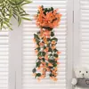 Planta Verde Simulada Violeta Colgante de Pared Decoración de Pared para el Hogar Colgante de Barandilla de Balcón Orquídea Colgante Cesta Colgante Boda Flor Falsa Ratán