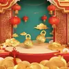 Dança do Leão de Ano Novo Símbolo da Fortuna Pingente Auspicioso, Estilo Chinês Tradicional Antigo Banhado a Ouro Acessório DIY Ornamento