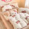 Colcha Acolchada Estilo Fresco de Lana de Leche de Peso Elevado Juego de Cuatro Piezas Invierno Espesado Cálido Coral Fleece Juego de Tres Piezas 4