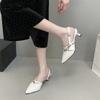 2025 Nuevo Diseño Francés Charol Punta Fina Boca Baja Hebilla de Cinturón Tacones Altos Suela Suave Zapatos de Tacón de Aguja para Mujer