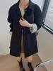 Gabardina color caqui para mujer, nuevo estilo coreano otoño 2026, de alta gama, holgada, de longitud media, top casual