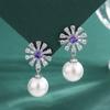 Nuevo Colgante Perla Esmeralda Pendientes de Piedra Morada Collar de Nácar Australiano Pendientes con Piedras Incrustadas Estilo de Moda para Mujer