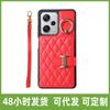 Venta al por mayor aplicable red mi note12Pro Funda de cuero con tarjetero de anillo a cuadros note11S bandolera funda protectora para mujer