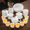 2026 Nuevo Modelo Porcelana de Jade Grasa de Oveja Juego de Té Kung Fu para Uso Doméstico, Incluye Gaiwan, Taza de Té y Mesa de Té, Juego de Tres Piezas