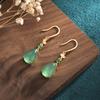 Pendientes de estilo chino retro Cheongsam Palace, joyería con método antiguo de oro, Xiangyun, gotas de agua, calcedonia y ágata, para mujer